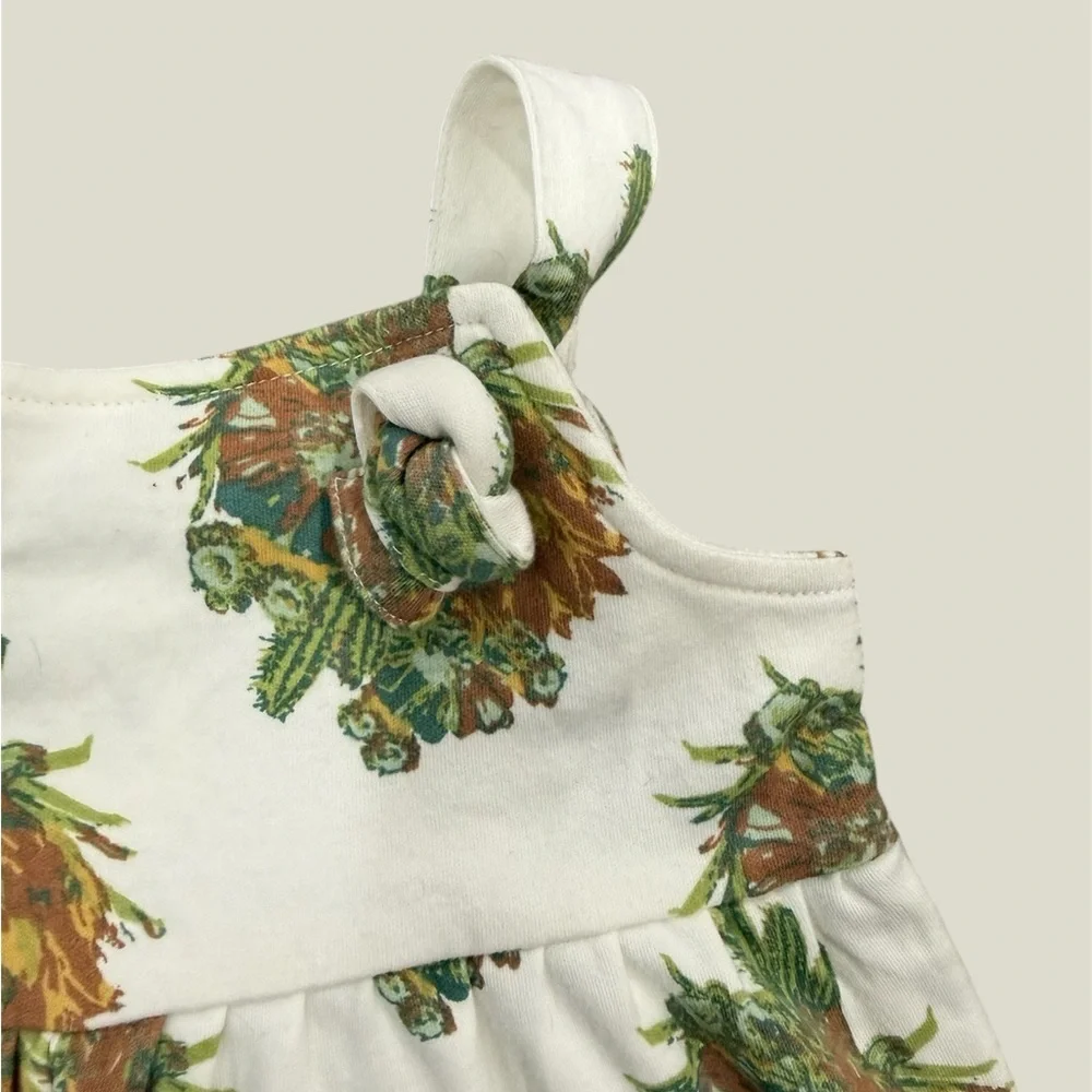 Kate Quinn Organic Tie Overall Gaucho Jumpsuit, Fall Cactus Floral 18-24 mo